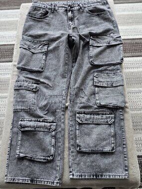 MANFINITY WIDE LEG XL Cargo asid wash grey men's